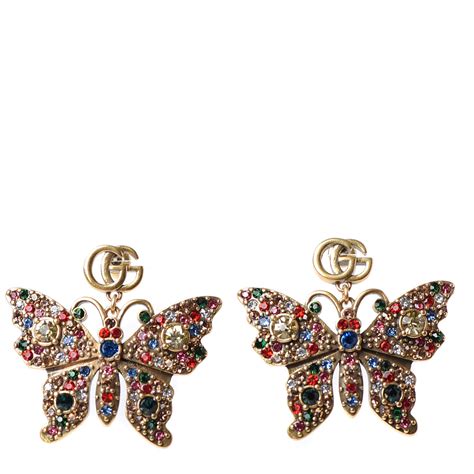 gucci earrings black crystal|butterfly gucci earrings.